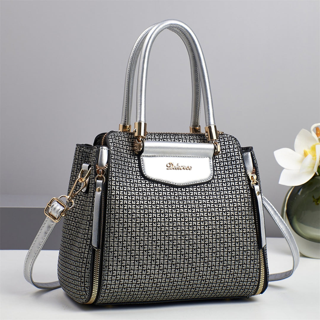 Damen elegante Handtasche mit strukturierter Oberfläche und glanzvollen Akzenten Nord Taschen