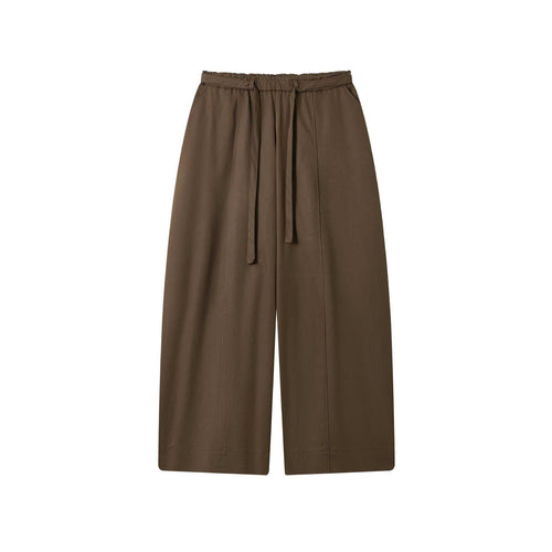 Damen Culotte-Hose mit hoher Taille weitem Bein und Bindegürtel Nord Taschen