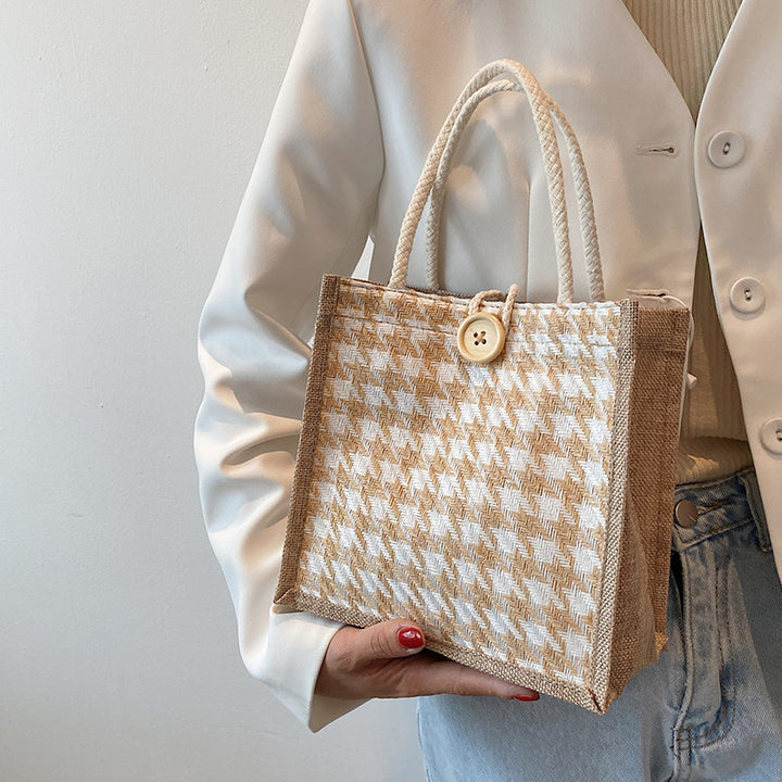 Damen Jute-Tasche mit modernem Zebra-Design und naturbelassenem Anstrich Nord Taschen