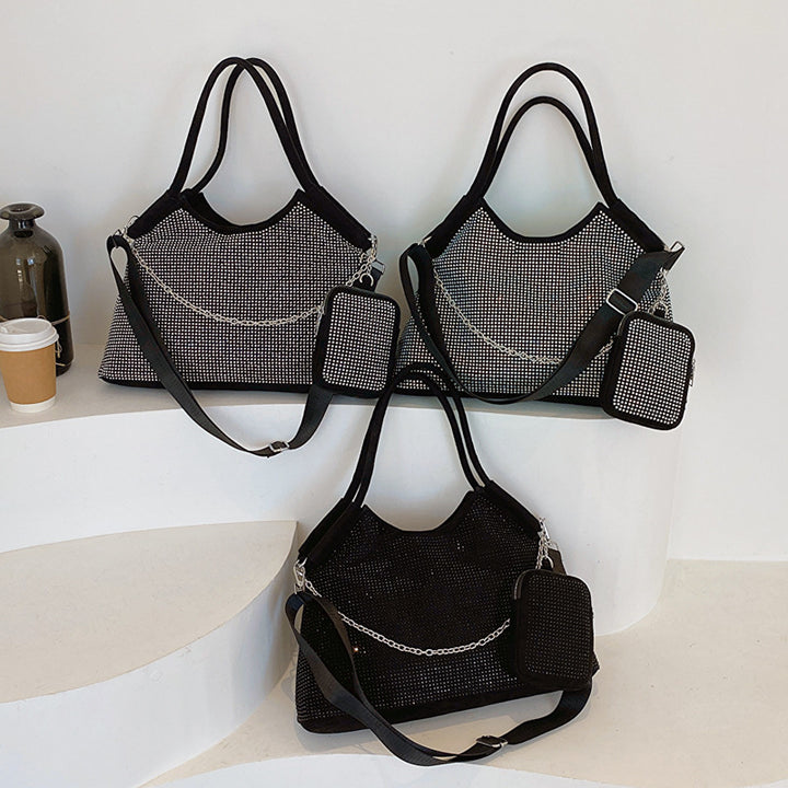 Damen modische Handtasche mit funkelnden Strassverzierungen Nord Taschen