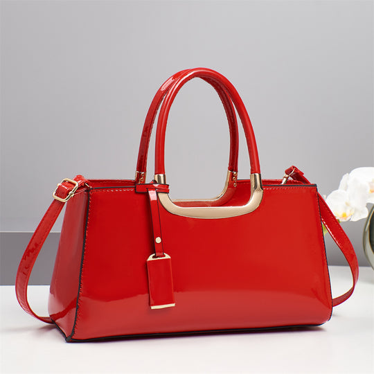 Damen elegante Handtasche mit glänzender Oberfläche und abnehmbarem Taschenschlüsselanhänger Nord Taschen