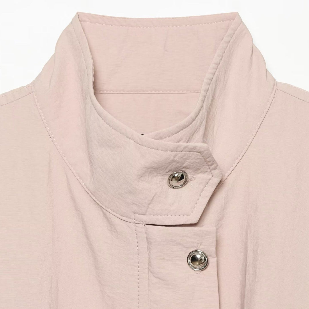 Damen Leichte Parka-Anorak Jacke mit Tunnelzugtaillierung und Stehkragen Nord Taschen