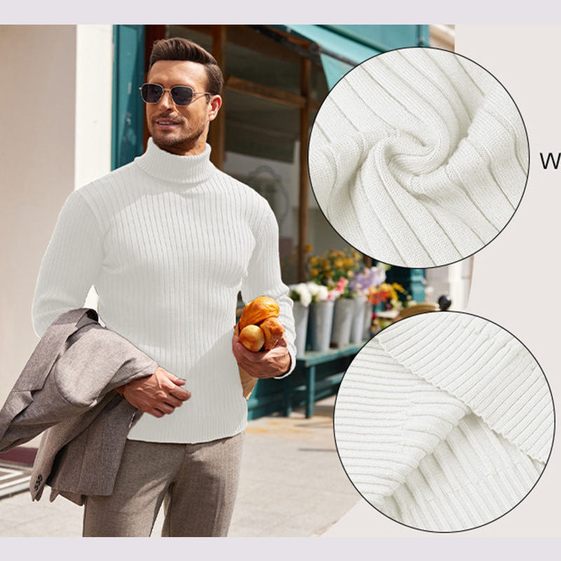 Herren gerippter Rollkragenpullover aus Feinstrick mit taillierter Silhouette Nord Taschen