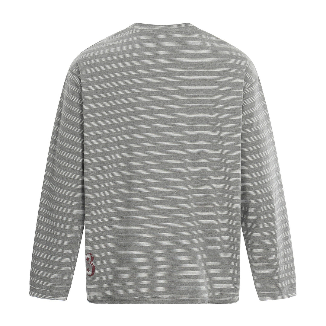 Herren Langärmeliges Streifen-Shirt mit Rundhalsausschnitt und Gothic-Print Nord Taschen