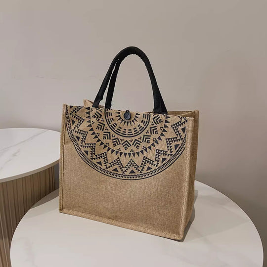 Damen Strandtasche mit Kunstlederdetails und grafischem Muster Nord Taschen