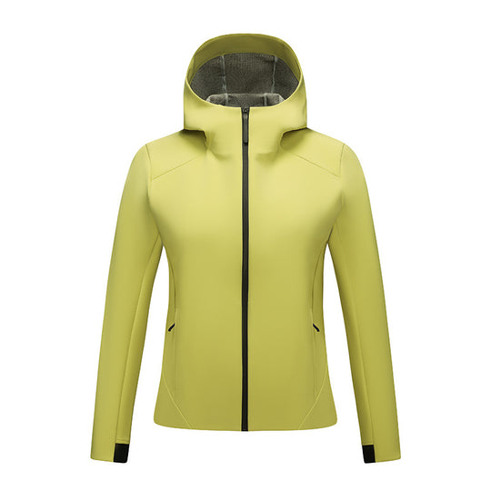 Damen Softshell-Jacke mit Kapuze, taillierte und winddichte Outdoorjacke Nord Taschen
