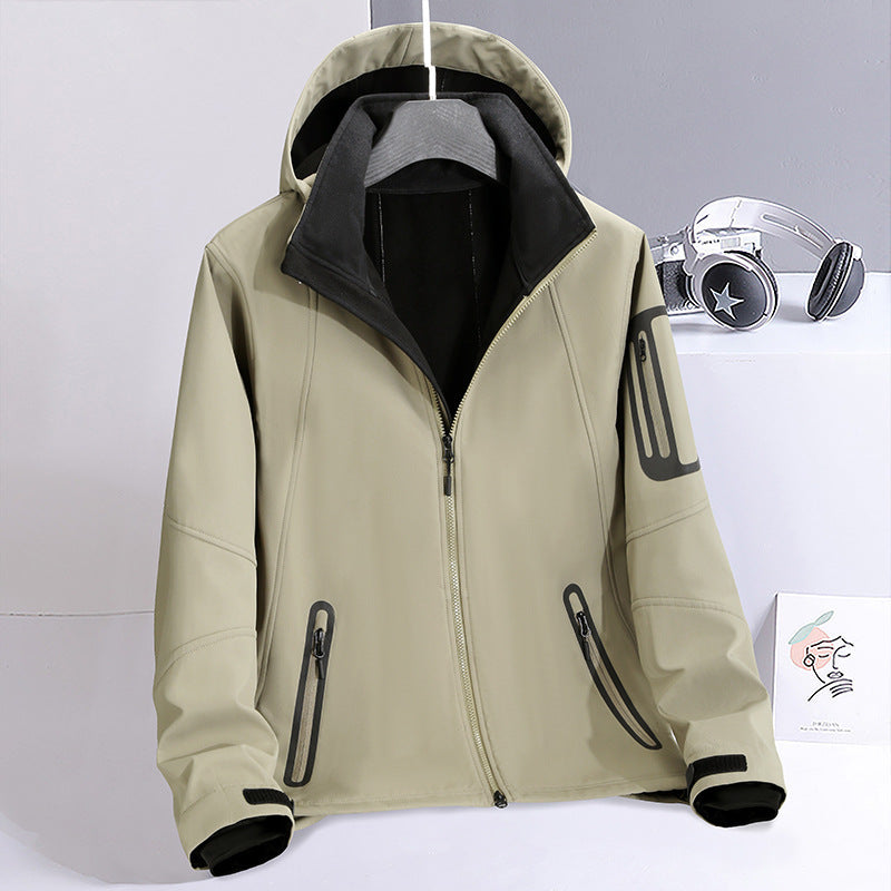 Herren wasserabweisende Softshelljacke mit Kapuze, verschweißten Reißverschlüssen und Fleecefutter Nord Taschen