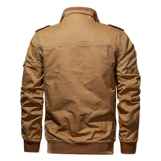 Herren Militärinspirierte Canvas‑Fieldjacke mit Epauletten, Mehrfach‑Taschen und geripptem Bund Nord Taschen