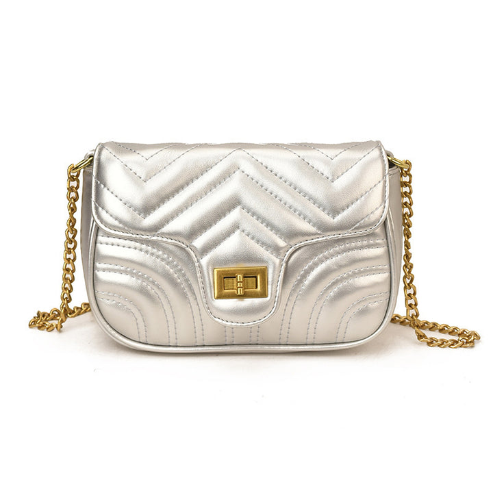 Damen Schultertasche mit elegantem Wellenmuster und goldfarbenem Verschluss Nord Taschen