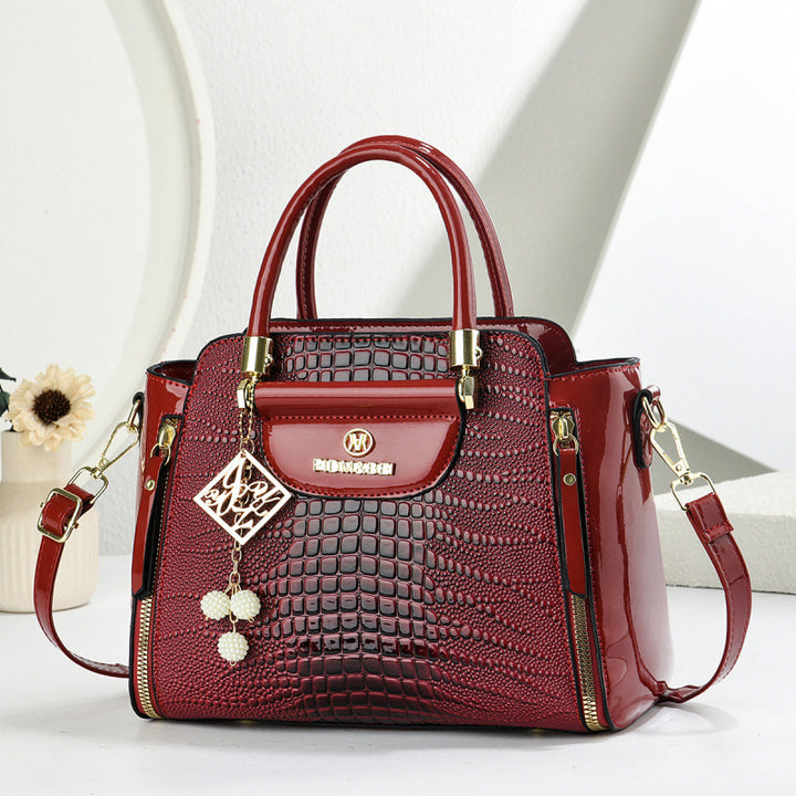 Damen elegante Handtasche im strukturierten Krokodil-Leder-Look Nord Taschen