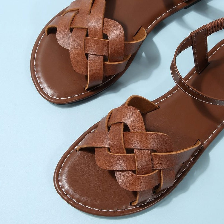 Damen bequeme geflochtene Sandalen mit verstellbarem Riemen