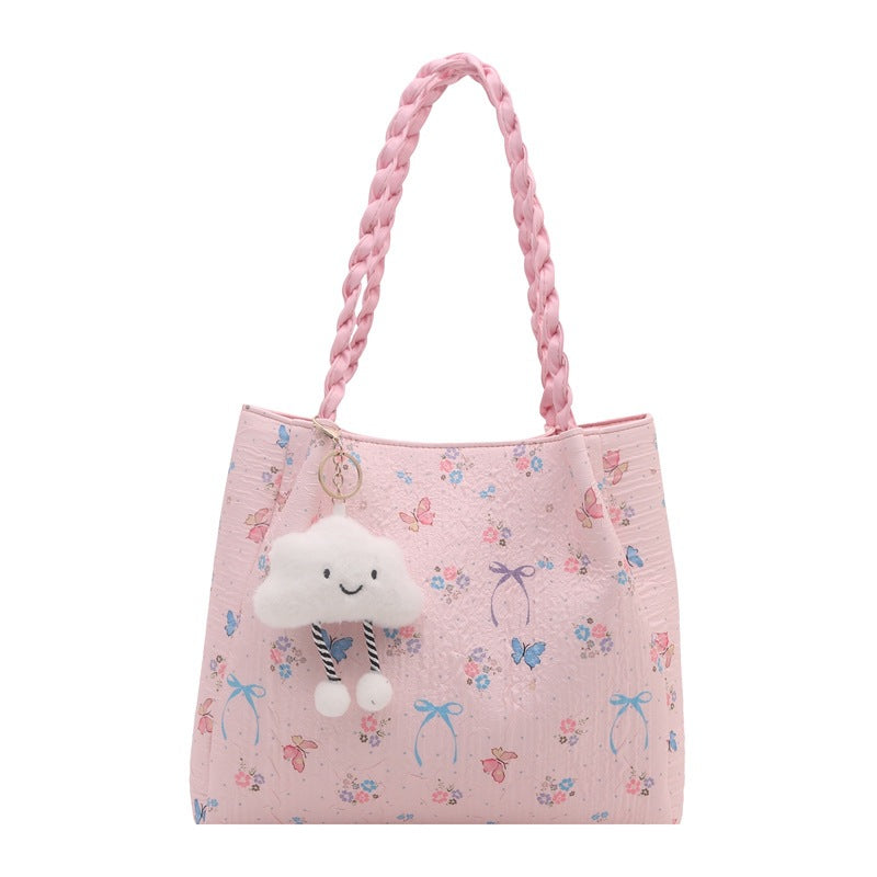 Damen modische Handtasche mit blumigem Design und verspieltem Anhänger Nord Taschen