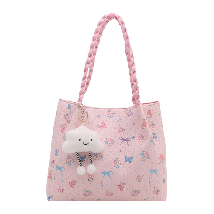 Damen modische Handtasche mit blumigem Design und verspieltem Anhänger Nord Taschen