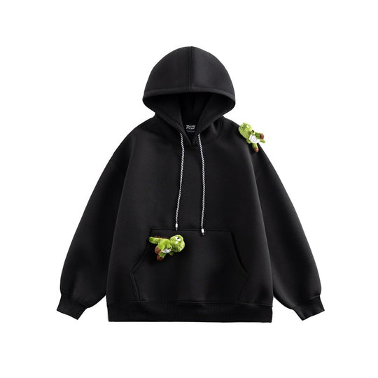 Unisex Oversize-Kapuzenpullover aus French-Terry mit Kängurutasche und abnehmbaren Plüschanhänger Nord Taschen