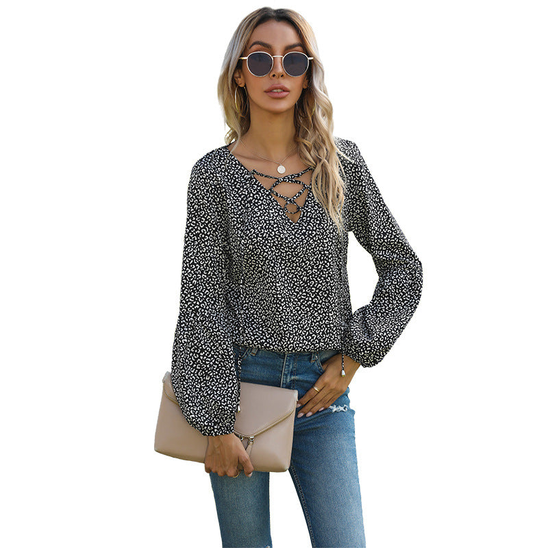 Damen Elegante Bluse mit Schnürung Nord Taschen