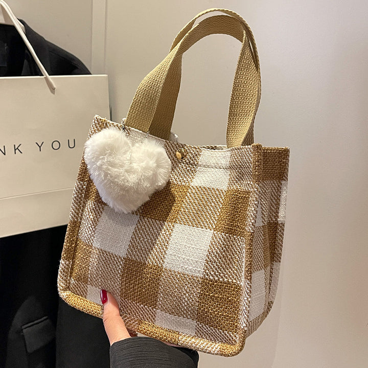 Damen modische Baumwolltasche im trendigen Karo-Design Nord Taschen