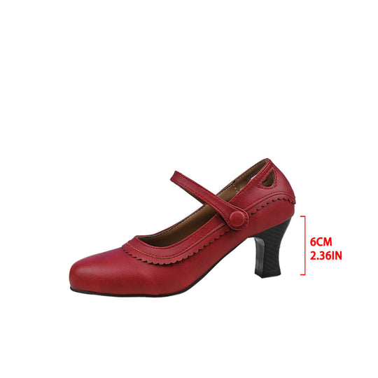Damen elegante Mary Jane Pumps mit schicker Schnalle und komfortablem Absatz