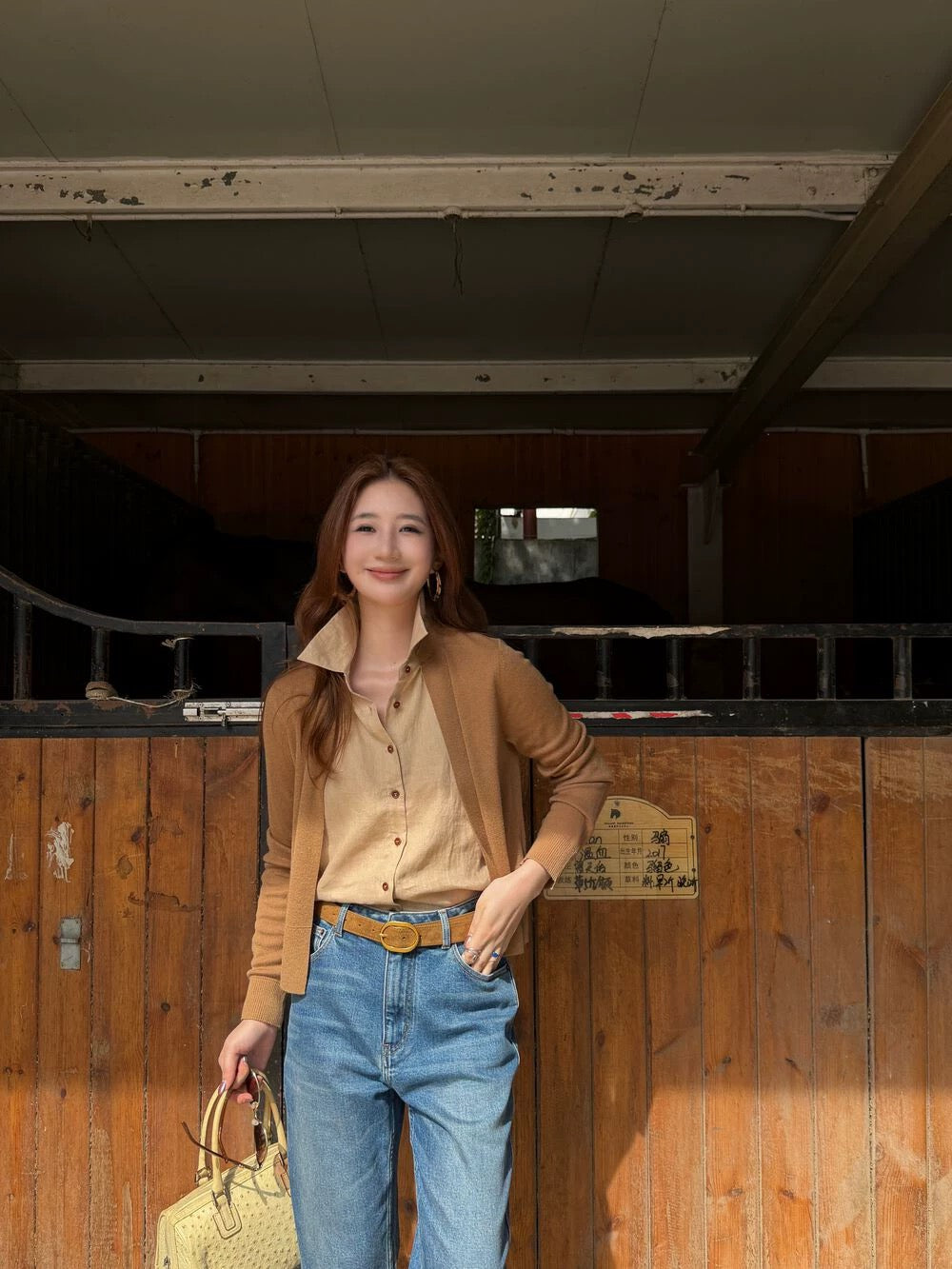 Damen Leichter Baumwollmix-Cardigan mit offenem Frontfall und feiner Struktur Nord Taschen