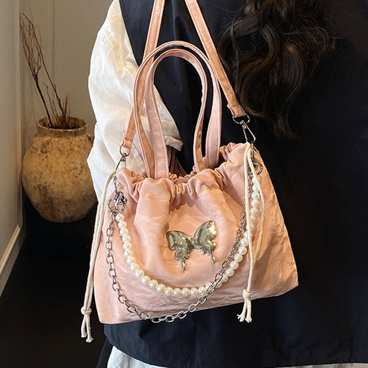 Damen Hobo-Tasche mit dekorativem Ketten- und Perlenbesatz Nord Taschen