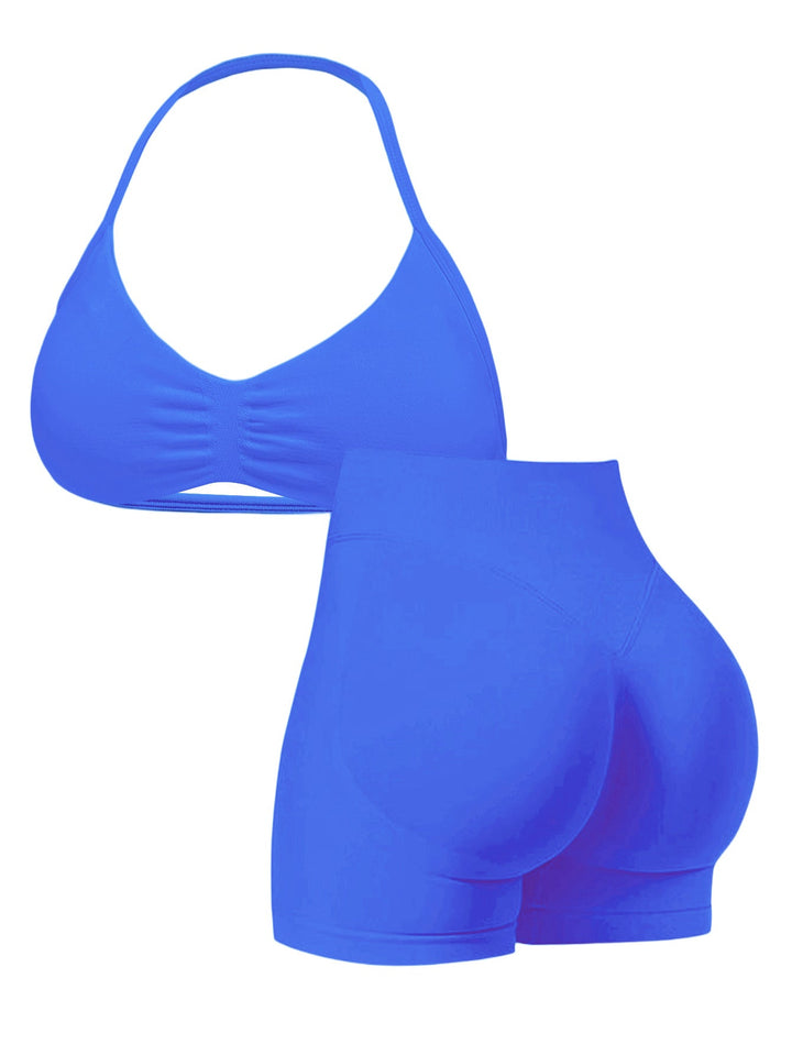 Damen Sport-Bikini-Oberteil mit hoch geschnittenen Shorts und nahtlosem Design