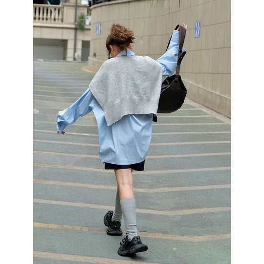 Damen Oversized Popeline-Hemdbluse mit verlängertem Rückenteil und kastiger Silhouette Nord Taschen