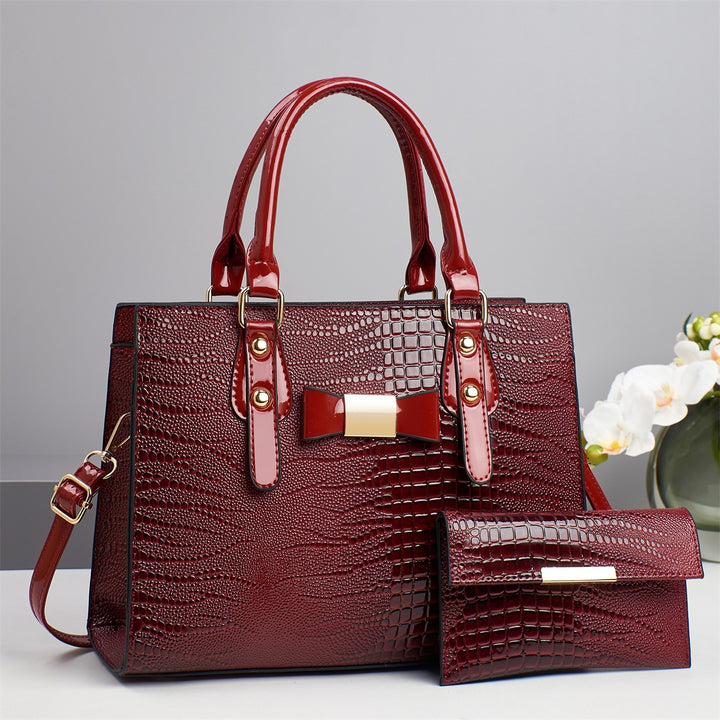 Damen Handtasche mit strukturiertem Kroko-Look und abnehmbarer Clutch Nord Taschen