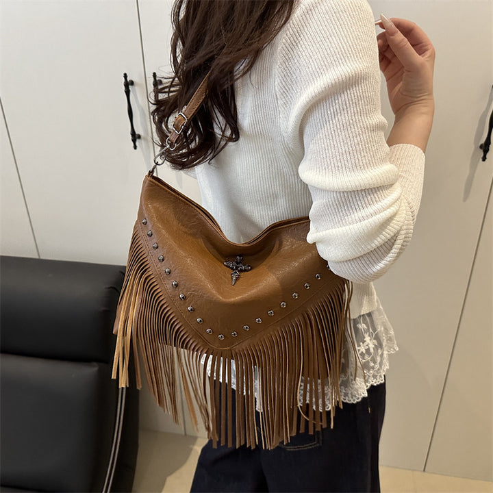 Damen Weste im modischen Boho-Stil mit Fransen und goldenen Details Nord Taschen