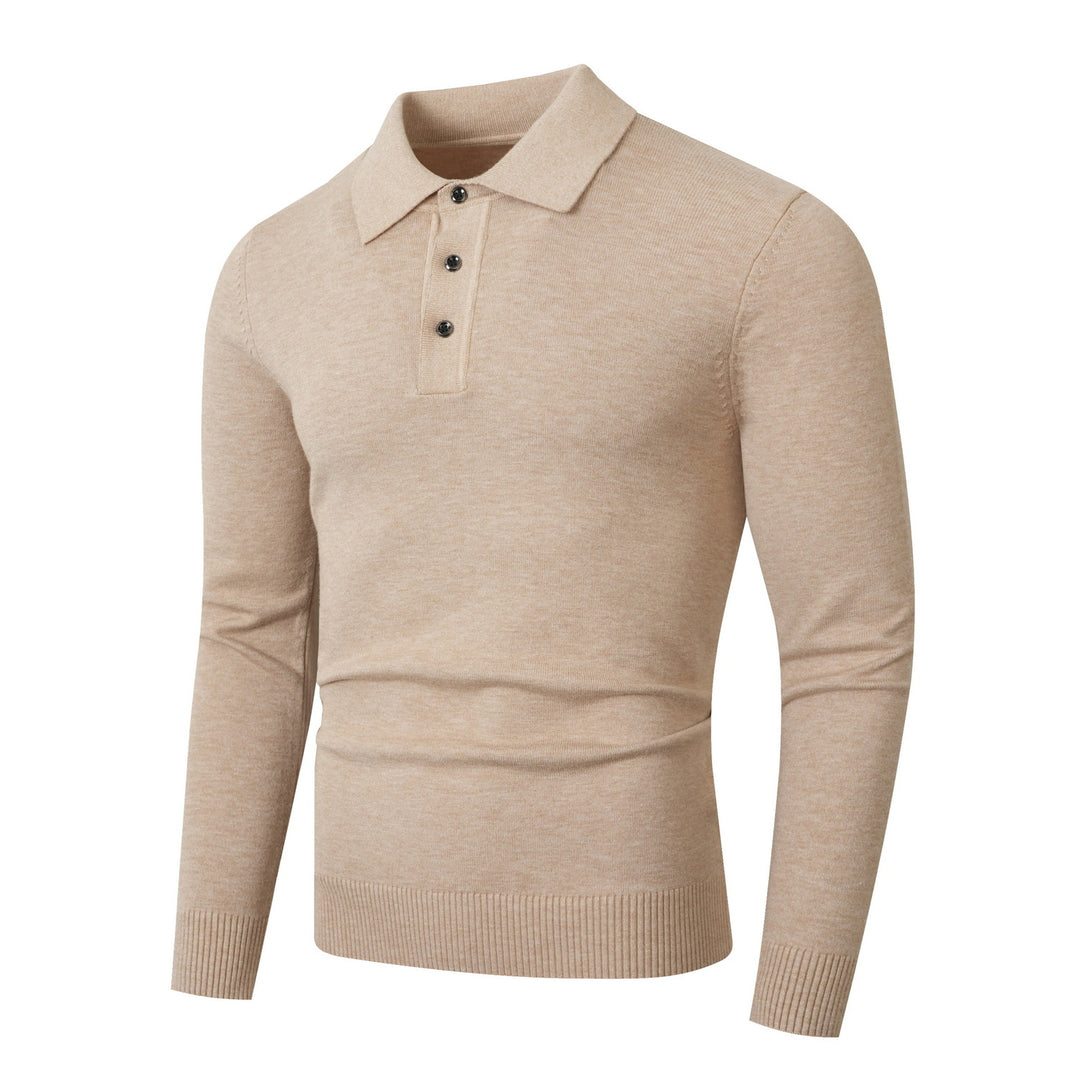 Herren Feinstrick-Poloshirt mit langem Arm und Dreiknopfleiste Nord Taschen