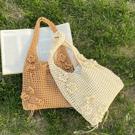 Damen Geflochtene Einkaufstasche mit einzigartigem Blumenmuster Nord Taschen