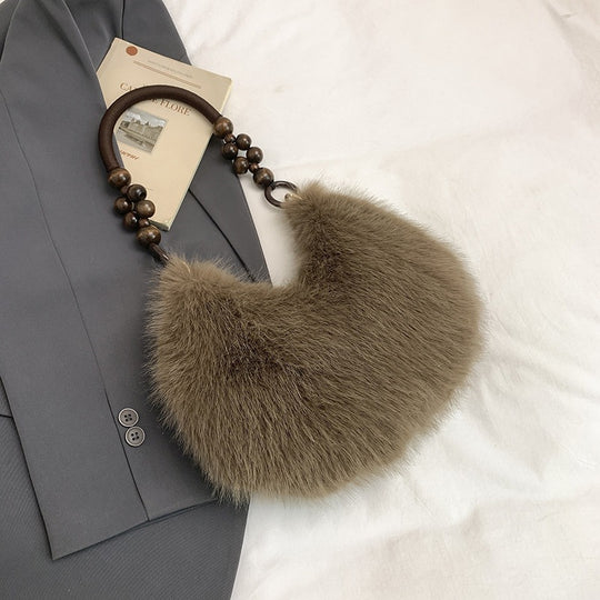 Damen modische Taschenhandtasche mit luxuriösem Pelzbesatz Nord Taschen