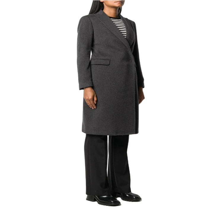 Damen Schlanker Tailoring-Longcoat mit Schalkragen, taillierter Nahtführung und verdeckter Knopfleiste Nord Taschen