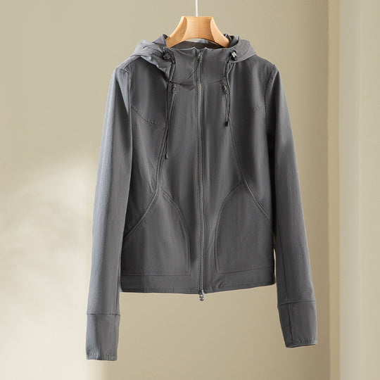 Damen Kapuzen-Softshelljacke mit Zwei-Wege-Reißverschluss und ergonomischer Schnitt Nord Taschen