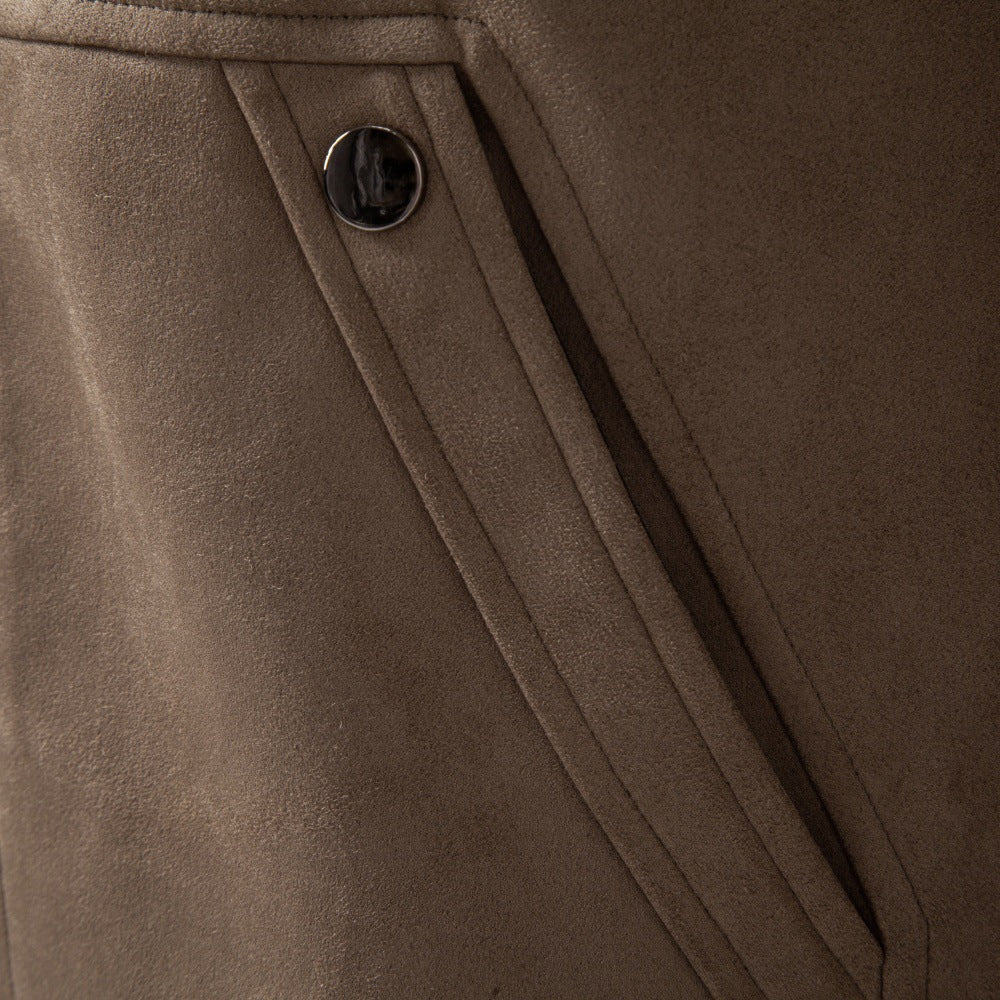 Herren Velourslederjacke im Field-Stil mit Cordkragen und aufgesetzten Taschen Nord Taschen