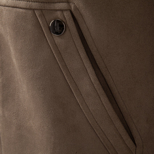 Herren Velourslederjacke im Field-Stil mit Cordkragen und aufgesetzten Taschen Nord Taschen