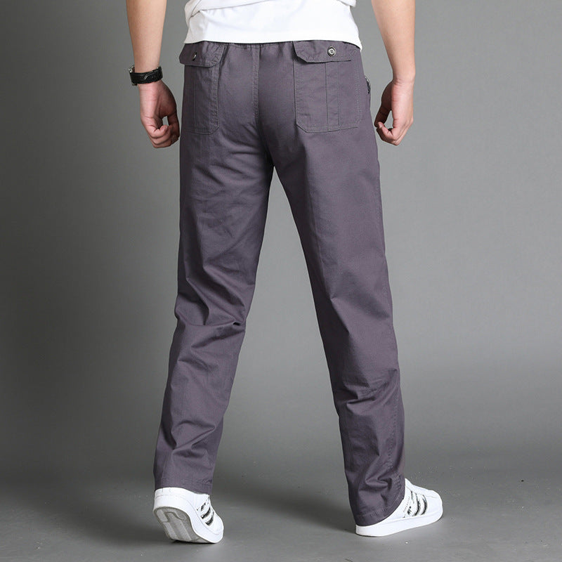 Herren Lässige Canvas-Chinohose mit elastischem Tunnelzugbund, aufgesetzten Taschen & geradem Bein Nord Taschen