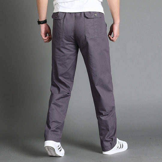 Herren Lässige Canvas-Chinohose mit elastischem Tunnelzugbund, aufgesetzten Taschen & geradem Bein Nord Taschen