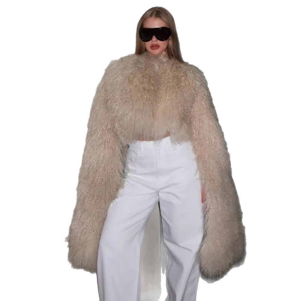 Damen Extravaganter Oversize-Fauxfur-Mantel mit langfloriger Lockenstruktur Nord Taschen