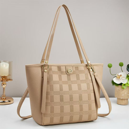 Damen elegante Shopper-Tasche mit modischem Karo-Muster und abnehmbarem Schulterriemen Nord Taschen