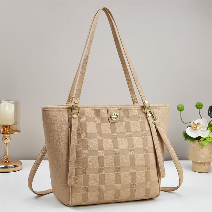Damen elegante Shopper-Tasche mit modischem Karo-Muster und abnehmbarem Schulterriemen Nord Taschen