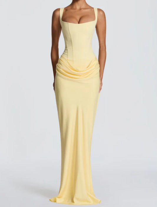 Damen Elegantes Maxikleid mit tiefem V-Ausschnitt und seitlichem Schlitz