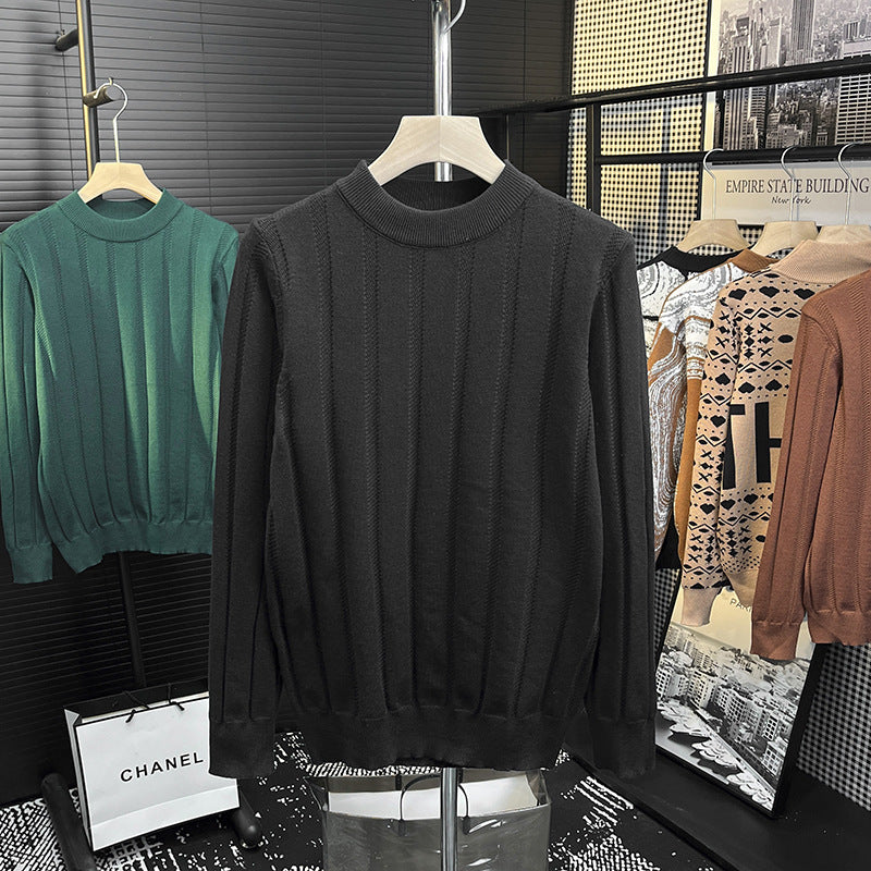 Herren Feinstrick-Pullover mit vertikaler Rippenstruktur und kurzem Stehkragen Nord Taschen