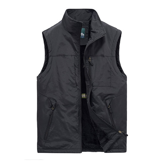 Herren Wattierte Fleecegefütterte Outdoor‑Weste mit Stehkragen und Reißverschlusstaschen Nord Taschen