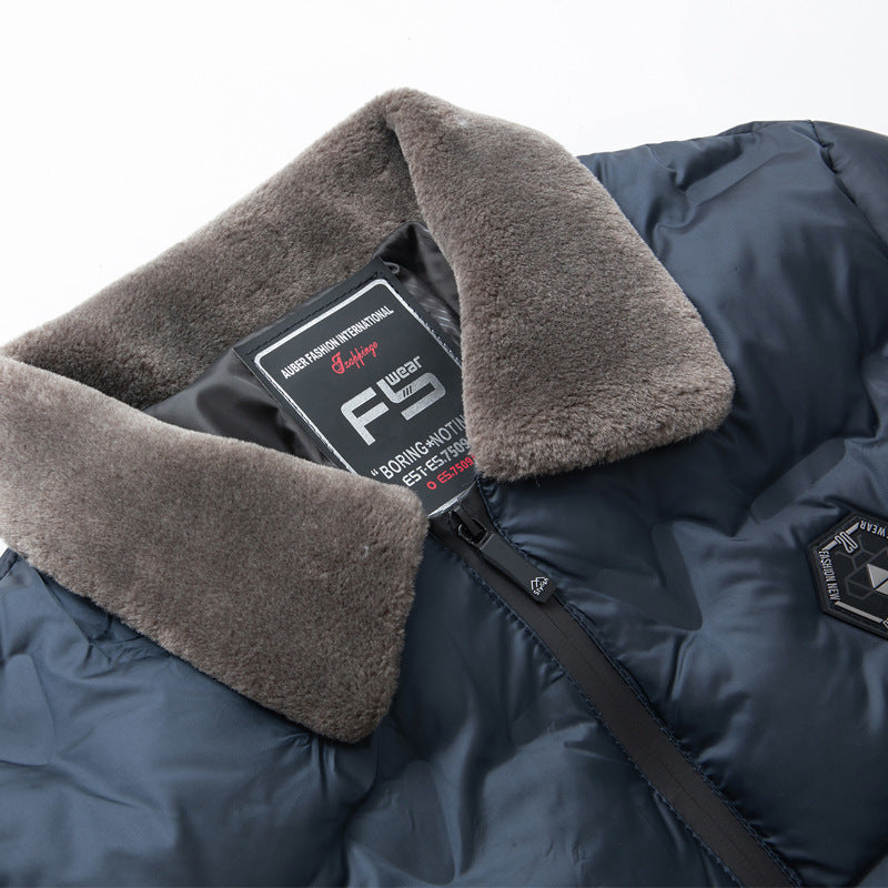 Herren gesteppte Thermojacke mit Kunstfellkragen winddicht wasserabweisend und mehreren Reißverschlusstaschen Nord Taschen