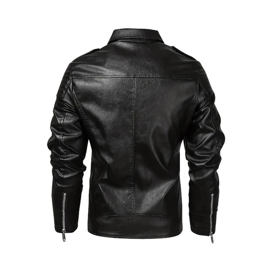 Herren Bikerjacke aus Lederimitat mit asymmetrischem Reißverschluss und gepolsterten Schultereinsätzen Nord Taschen