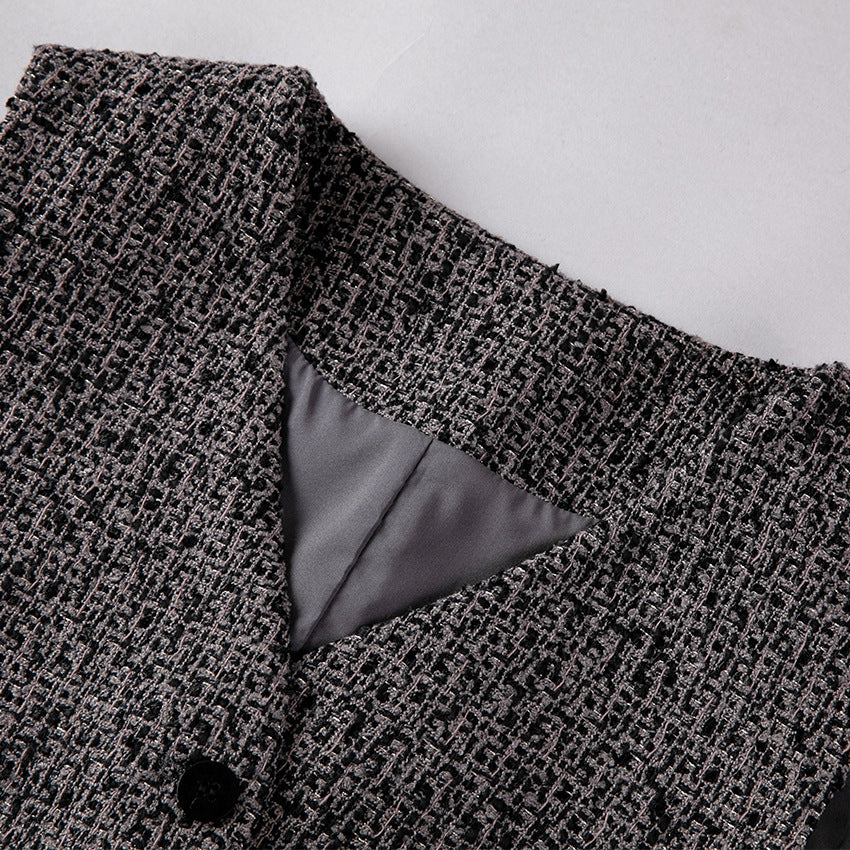 Damen Hochtaillierter Tweed-Midirock mit geradem Schnitt und leichter A‑Linie Nord Taschen