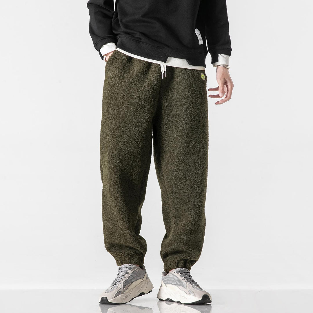 Herren Teddy-Fleece-Jogginghose mit elastischem Bund, Kordelzug und Bündchen Nord Taschen