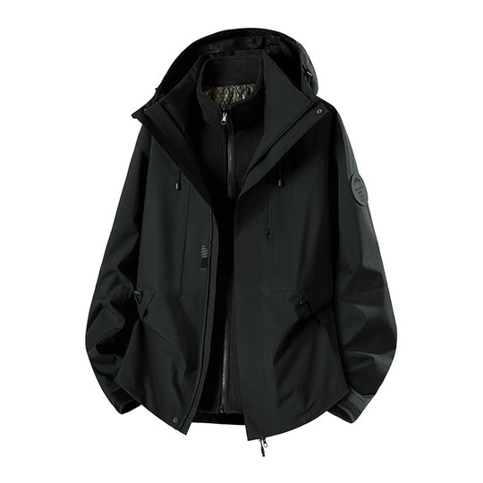 Herren Wetterfeste technische Softshell‑Trekkingjacke mit Kapuze und isolierendem Inneneinsatz Nord Taschen