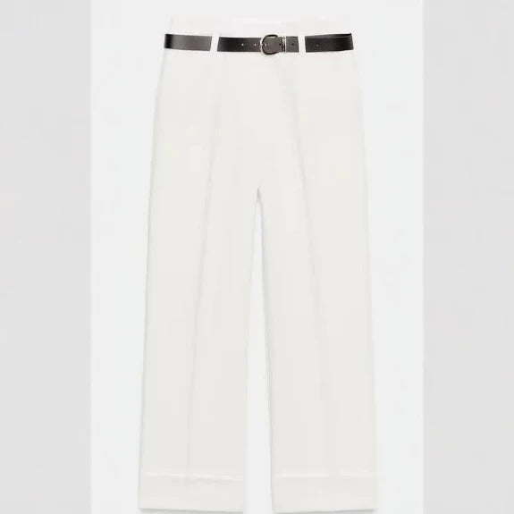 Damen Weite High‑Waist Palazzohose mit vertikalem Streifenmuster und elastischem Bund Nord Taschen