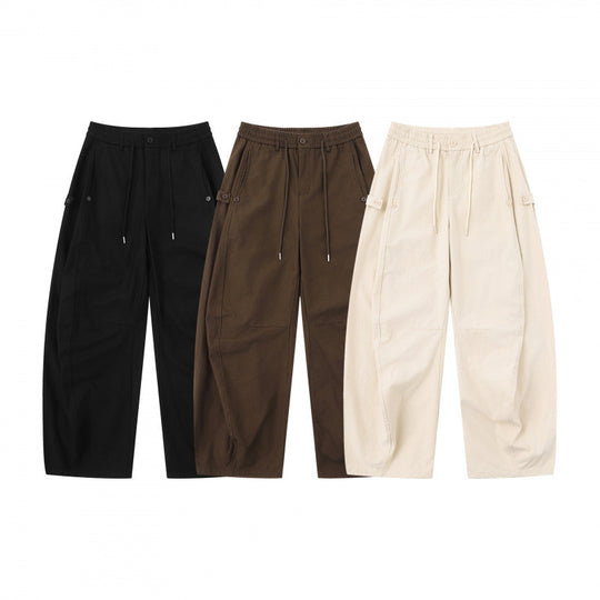 Damen Weite Culotte-Cargo-Hose mit elastischem Bund, Tunnelzug und aufgesetzten Taschen Nord Taschen