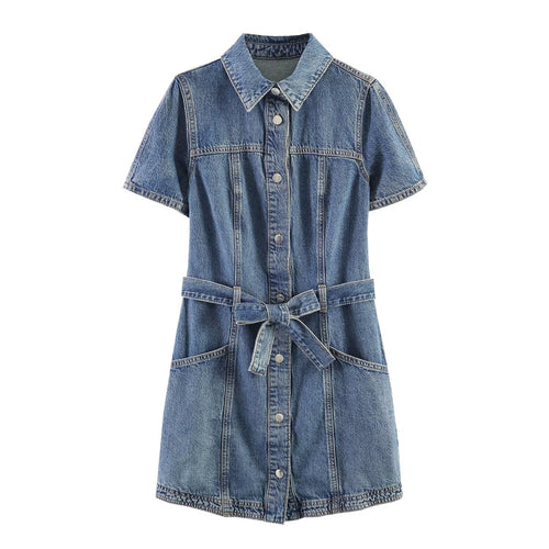 Damen Jeanskleid mit taillierter Silhouette und praktischen Taschen Nord Taschen